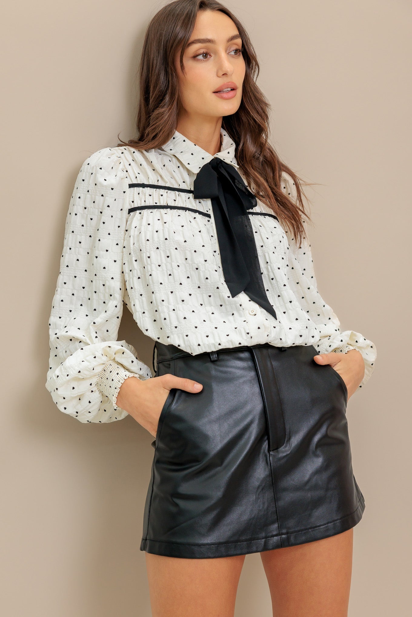 ROMANCE STITCH IVORY WOVEN TOP Flying Tomato